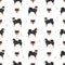 Shiba Inu, Japanese small size dog coat colors, different poses seamless pattern