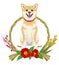 Shiba inu into the Japanese wreath decoration -Front view