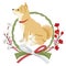 Shiba inu into the Japanese wreath decoration -Side view