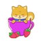 Shiba Inu in a Pink Teacup Illustration, Cute Digital Illustration, Animal Art, Pet Illustration