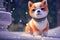 A Shiba Inu puppy dog on snow