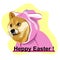 Shiba Inu puppy in a pink easter bunny costume