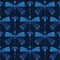 Shibori Butterfly Background.Tie Dye Indigo Blue Wave Texture. Bleached Handmade Resist Seamless Pattern. Watercolor Textile.