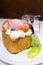 Shibuya honey toast with fruit and green tea ice cream