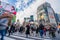 Shibuya, Tokyo, Japan - December 26, 2018: Crowd pedestrians people walking on zebra crosswalk at Shibuya district in Tokyo, Japan