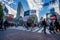 Shibuya, Tokyo, Japan - December 26, 2018: Crowd pedestrians people walking on zebra crosswalk at Shibuya district in Tokyo, Japan