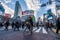 Shibuya, Tokyo, Japan - December 26, 2018: Crowd pedestrians people walking on zebra crosswalk at Shibuya district in Tokyo, Japan