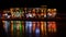 Shichahai Lake, night view of colorfully lit buildings on the shores of the lake
