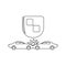 shield and accident cars icon. Element of insurance for mobile concept and web apps icon. Thin line icon for website design and