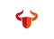 Shield with big bull horns for logo design illustration