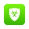 Shield with a biohazard sign icon digital green