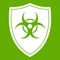 Shield with a biohazard sign icon green