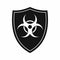 Shield with a biohazard sign icon, simple style