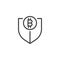 Shield with bitcoin outline icon