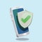 Shield Check Mark , defender protection smartphone 3d like vector illustration icon