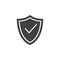 Shield with check mark icon vector