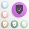 shield and checked badge color set. Simple glyph, flat vector of web icons for ui and ux, website or mobile application