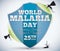 Shield Commemorating World Malaria Day and Mosquitoes Around, Vector Illustration
