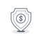 Shield dollar icon vector. Line icons on white background