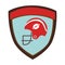 Shield emblem with side view american football helmet