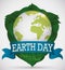 Shield formed for Leaves with World for Earth Day, Vector Illustration
