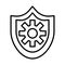 Shield with gear settings machine line style icon