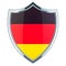 Shield with German flag, 3D rendering