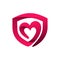 shield heart logo concept love protection logo