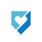 Shield heart logo design, love protection logo vector