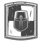 Shield and helmet of a medieval knight crusader isolated vector illustration in monochrome style