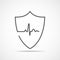 Shield icon with heartbeat sign. Vector illustration