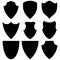 Shield Icon in trendy flat style. Set of shields in different shapes. Conceptual symbol of protection, safety, security and