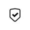 Shield icon vector isolated, flat line outline safety symbol with checkmark, warranty or protect sign, privacy or secure