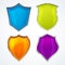 Shield icons, protect guard, defense badges glossy