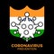 Shield India coronavirus prevention. India flag with corona virus Symbol, covid 2019, vector illustration