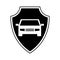 Shield insurance with car isolated icon