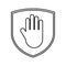 Shield insurance with hand stop isolated icon