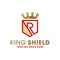 Shield king illustration logo with letter R