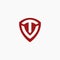 Shield letter TV logo, letter VT logo icon
