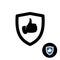 Shield with like hand thumbs up icon