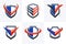 Shield logos vector set, different ammo protection symbols collection.