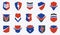 Shield logos vector set, different ammo protection symbols collection, antivirus or sport theme.