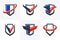 Shield logos vector set, different ammo protection symbols collection, antivirus or sport theme.