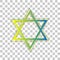 Shield Magen David Star. Symbol of Israel. Blue to green gradient Icon with Four Roughen Contours on stylish transparent