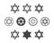 Shield Magen David Star vector set. Symbol of Israel. Black icon on white background. Flat design