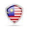 Shield with Malaysia flag on white background