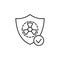 Shield, nuclear energy icon. Simple line, outline vector elements of safety at work for ui and ux, website or mobile application