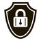 Shield padlock icon, simple style