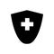 Shield plus outline icon. Symbol, logo illustration for mobile concept and web design.