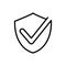 Shield protection check mark delivery icon thick line
